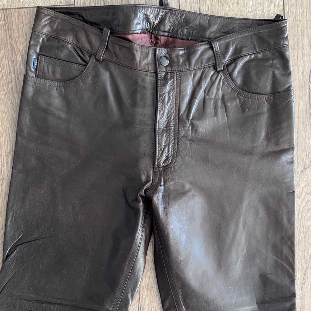 Vintage Brown Leather Earl Straight Leg Jeans